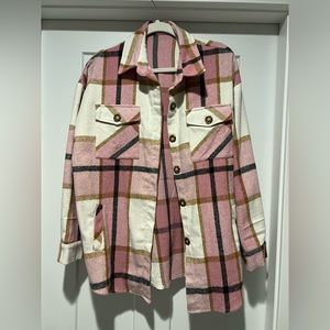 Pink flannel shacket